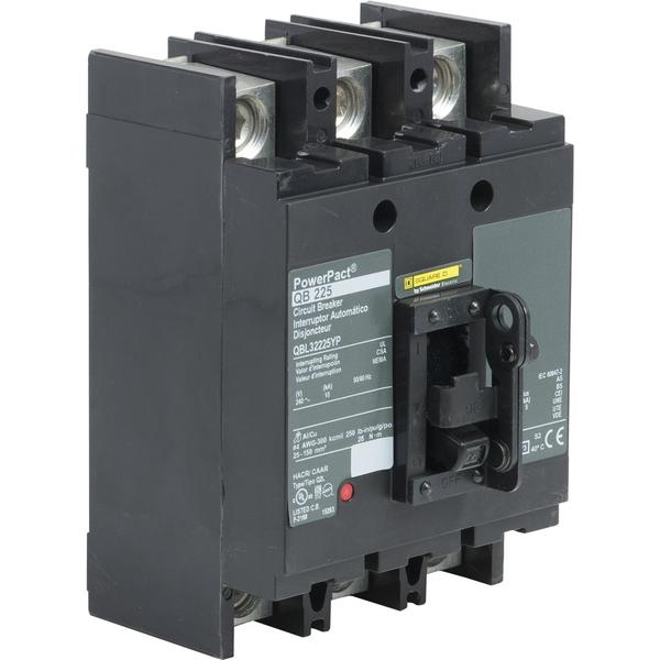 Molded Case Circuit Breaker, 225, 240VAC, 3 Pole, Unit Mount Lug Mounting Style, QB Series