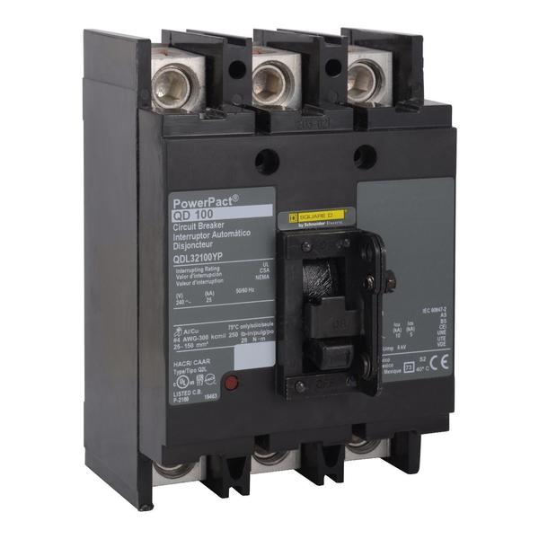 Molded Case Circuit Breaker, 225, 240VAC, 3 Pole, QD Series