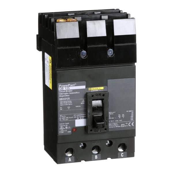 Molded Case Circuit Breaker, 125, 240VAC, 3 Pole, I-Line Bracket Mounting Style