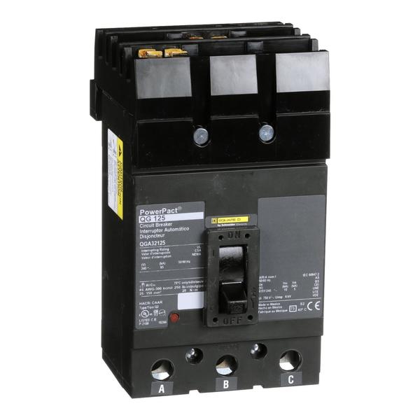 Molded Case Circuit Breaker, 125, 240VAC, 3 Pole, I-Line Bracket Mounting Style