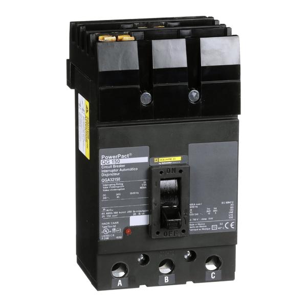 Molded Case Circuit Breaker, 150, 240VAC, 3 Pole, I-Line Bracket Mounting Style