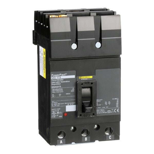 Molded Case Circuit Breaker, 175, 240VAC, 3 Pole, I-Line Bracket Mounting Style