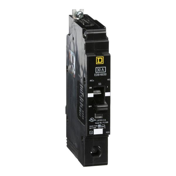 Miniature Circuit Breaker, 30, 600VAC, 1 Pole, Bolt-On Mounting Style, EDB Series