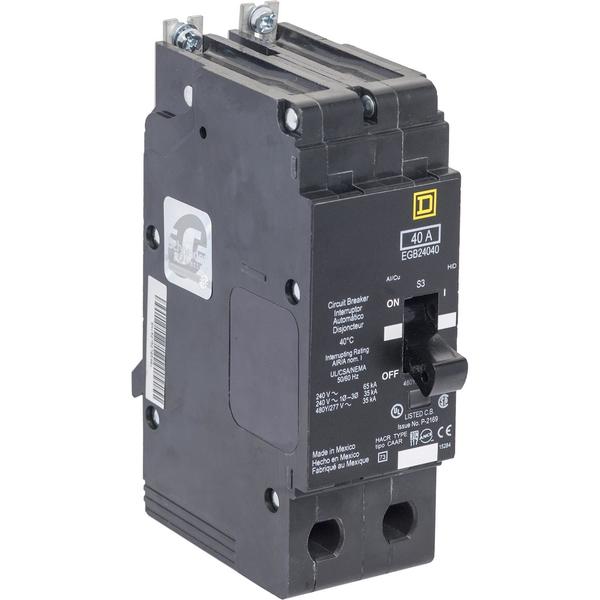 Miniature Circuit Breaker, 100, 277/480VAC, 2 Pole, Bolt-On Mounting Style, EGB Series