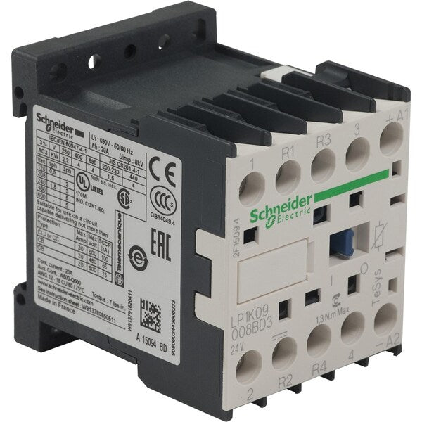 IEC Magnetic Contactor, 4 Poles, 24 V DC, 9 A