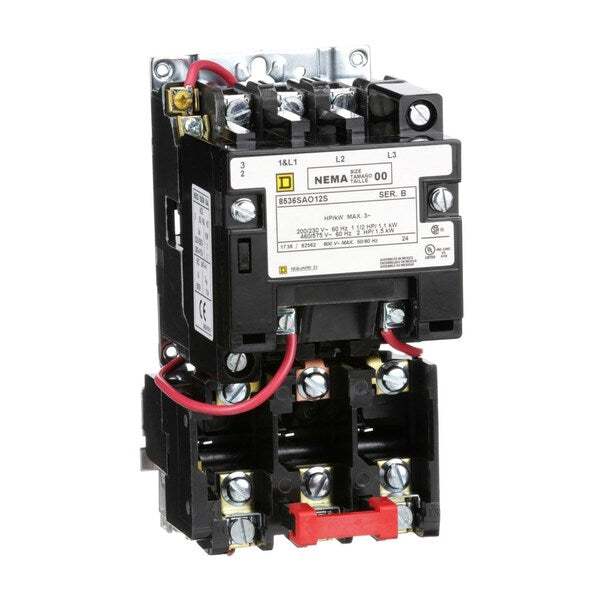 Starter 600Vac 9Amp Nema +Options, Not Rated NEMA Rating, 24V AC, 3 Poles, No Auxiliary Contacts