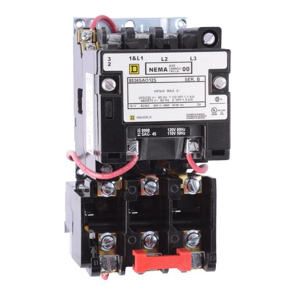 Starter 600Vac 27Amp Nema +Options, Not Rated NEMA Rating, 110/120V AC, 2 Poles