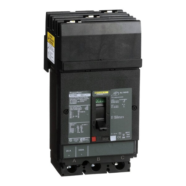 Molded Case Circuit Breaker, 25, 600VAC, 3 Pole, I-Line Bracket Mounting Style
