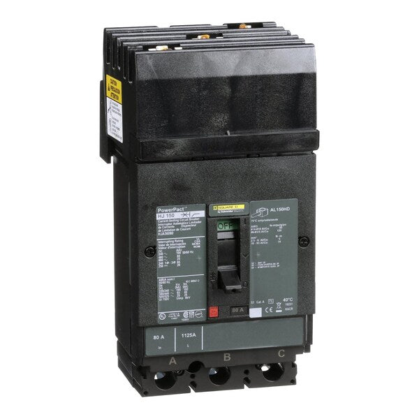 Molded Case Circuit Breaker, 80, 600VAC, 3 Pole, I-Line Bracket Mounting Style