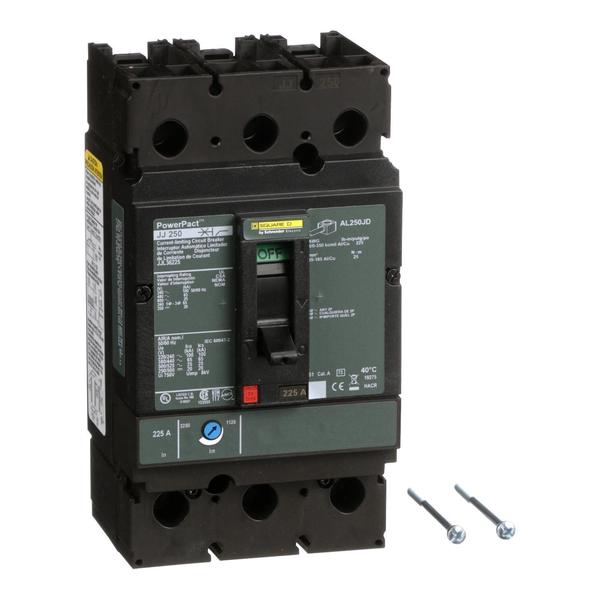 Molded Case Circuit Breaker, 225, 600VAC, 3 Pole, Unit Mount Lug Mounting Style, JJ Series