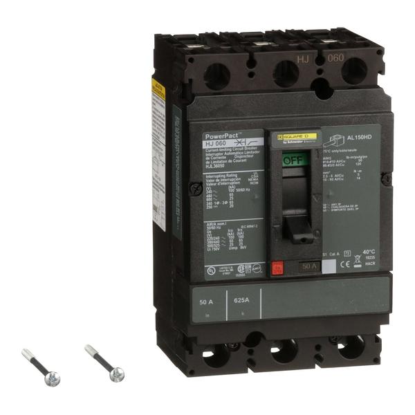 Molded Case Circuit Breaker, 50, 600VAC, 3 Pole, Unit Mount Lug Mounting Style