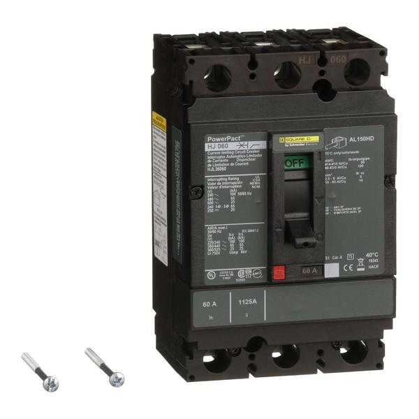 Molded Case Circuit Breaker, 60, 600VAC, 3 Pole, Unit Mount Lug Mounting Style