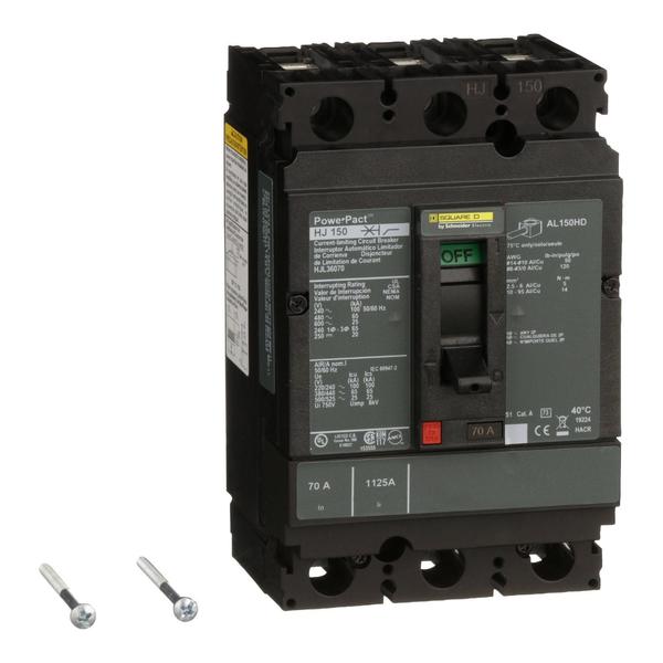Molded Case Circuit Breaker, 70, 600VAC, 3 Pole, Unit Mount Lug Mounting Style
