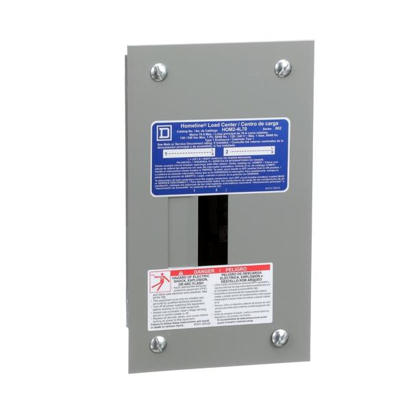 Load Center, 2 Spaces, 70 Amps, 240V, HOM Circuit Breaker Type