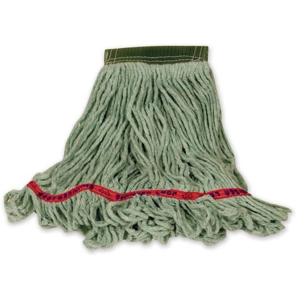 5 in String Wet Mop, 28 oz Dry Wt, Side Gate Connection, Looped-End, Green, Cotton/Rayon/Polyester
