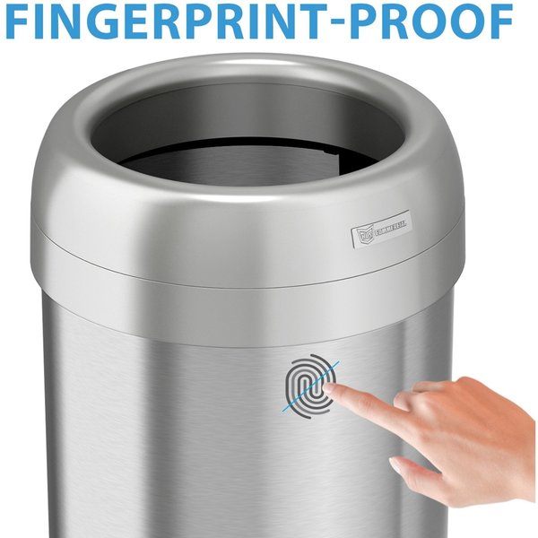 13 gal Round Trash Can, Silver, Stainless Steel