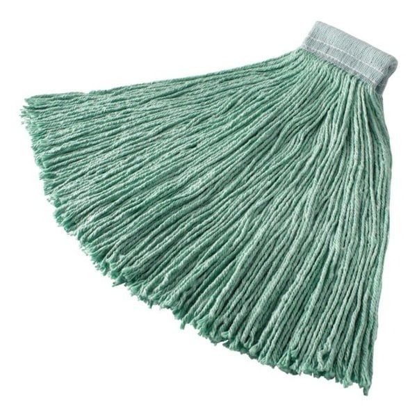 5 in String Wet Mop, 28 oz Dry Wt, Clamp On Connection, Cut-End, Green, Synthetic, PK6