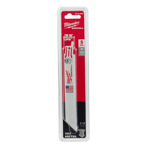 6 in 10 TPI SAWZALL Blades , 5 Pack