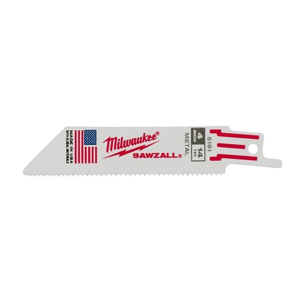 4 in 14 TPI SAWZALL Blades, 5 Pack