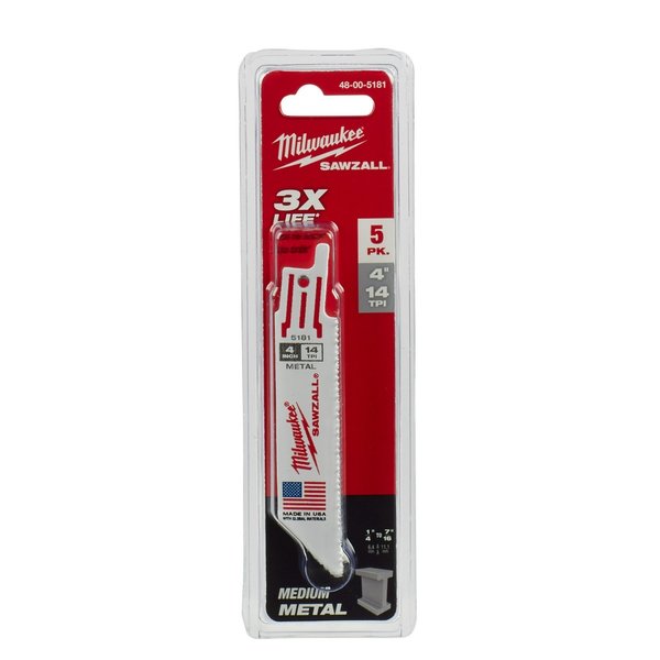 4 in 14 TPI SAWZALL Blades, 5 Pack