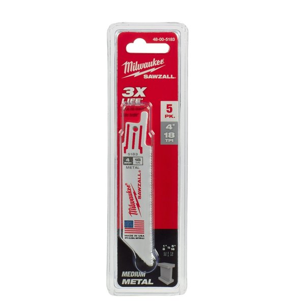 4 in 18 TPI SAWZALL Blades, 5 Pack
