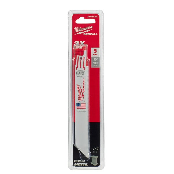 6 in 18 TPI SAWZALL Blades, 5 Pack
