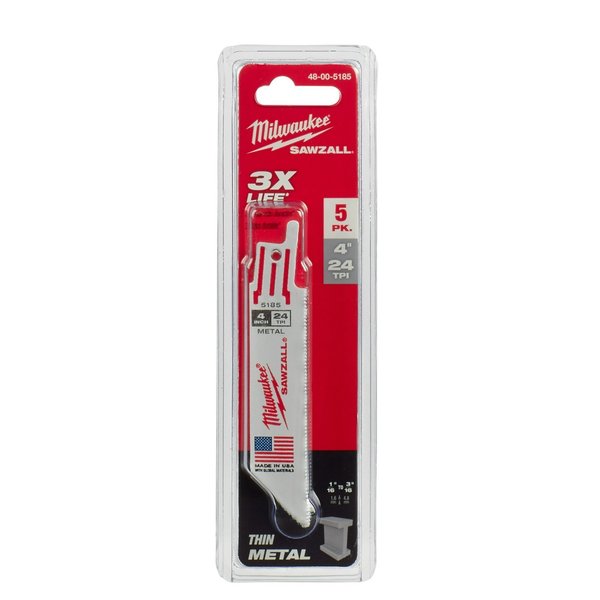 4 in 24 TPI SAWZALL Blades, 5 Pack