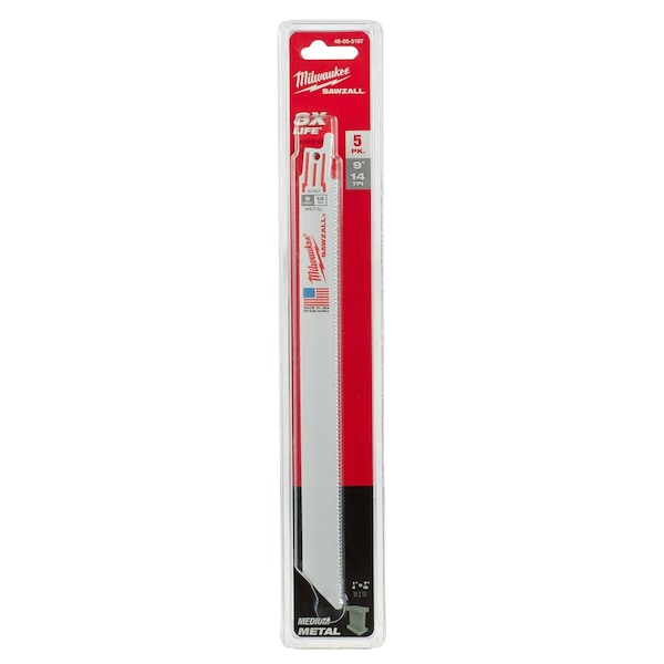 9 in 14 TPI SAWZALL Blades, 5 Pack