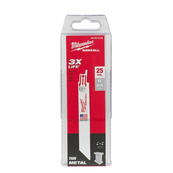 6 in 24 TPI SAWZALL Blades, 25 Pack