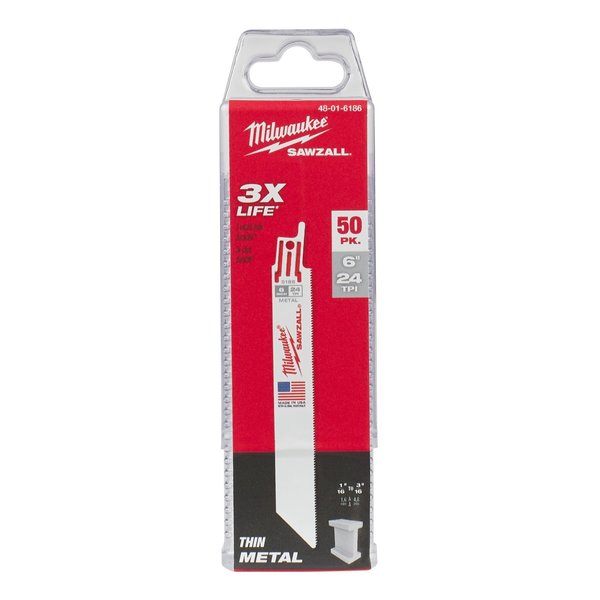 6 in 24 TPI SAWZALL Blades, 50 Pack