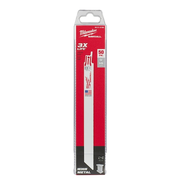 9 in 18 TPI SAWZALL Blades, 50 Pack