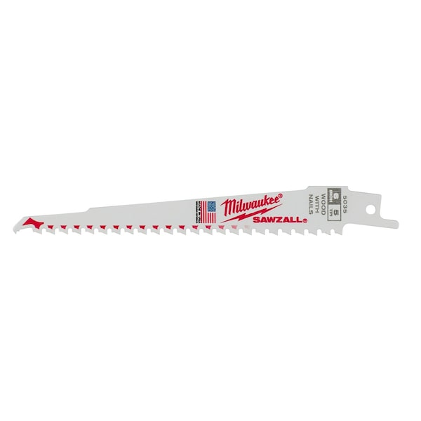 6 in. 5 TPI SAWZALL Reciprocating Saw Blade for Nail Embedded Wood (Bulk 100 pk)