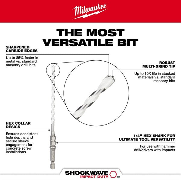 5/32 in. x 6 in. SHOCKWAVE Impact Duty Carbide Multi-Material Drill Bit for Concrete Screws