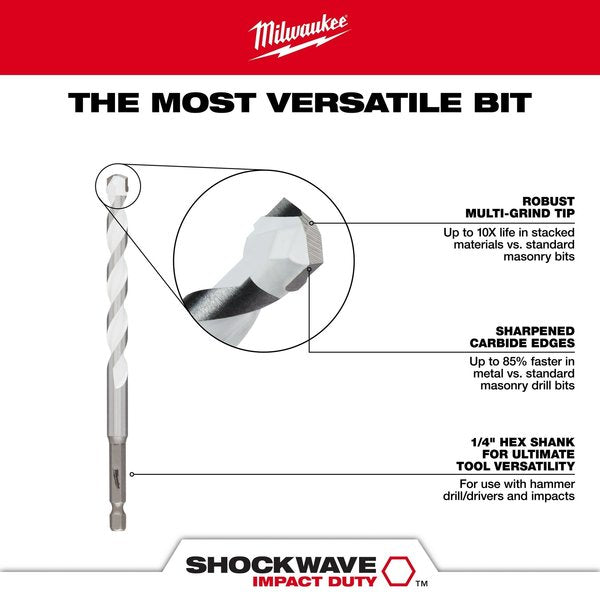 1/4 in. x 4 in. x 6 in. SHOCKWAVE Impact Duty Carbide Multi-Material Drill Bit
