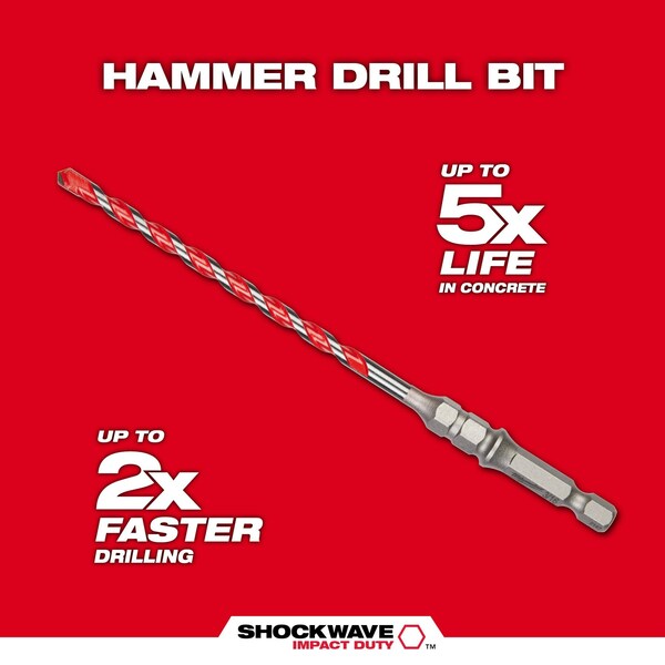 3/16 in. x 4 in. SHOCKWAVE Carbide Hammer Drill Bit for Concrete Screws