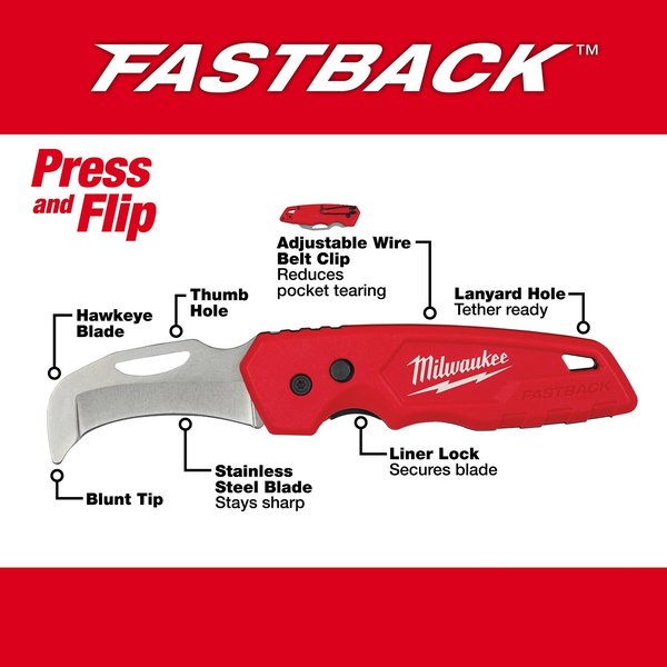 FASTBACK Blunt Tip Hawkbill Folding Knife