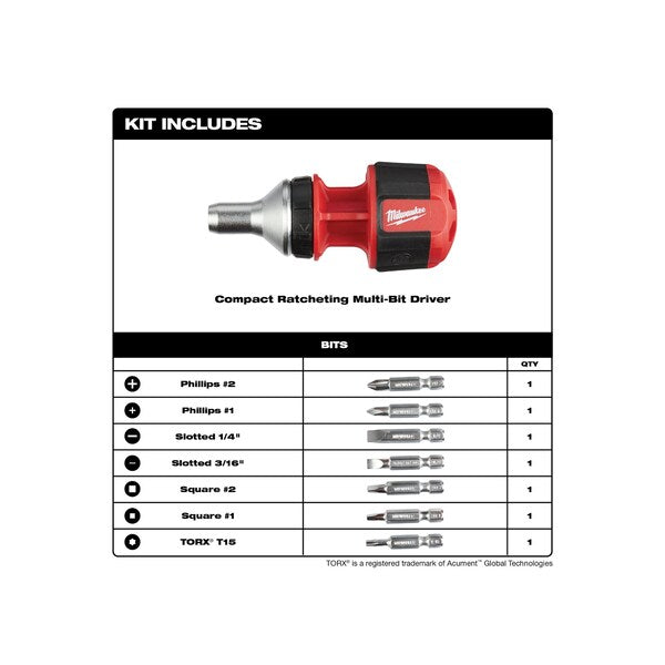 8-in-1 Compact Ratcheting Multi-bit Driver
