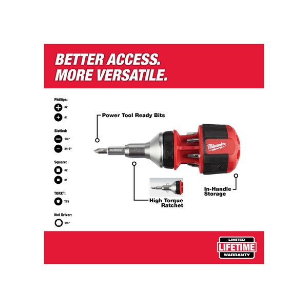 8-in-1 Compact Ratcheting Multi-bit Driver