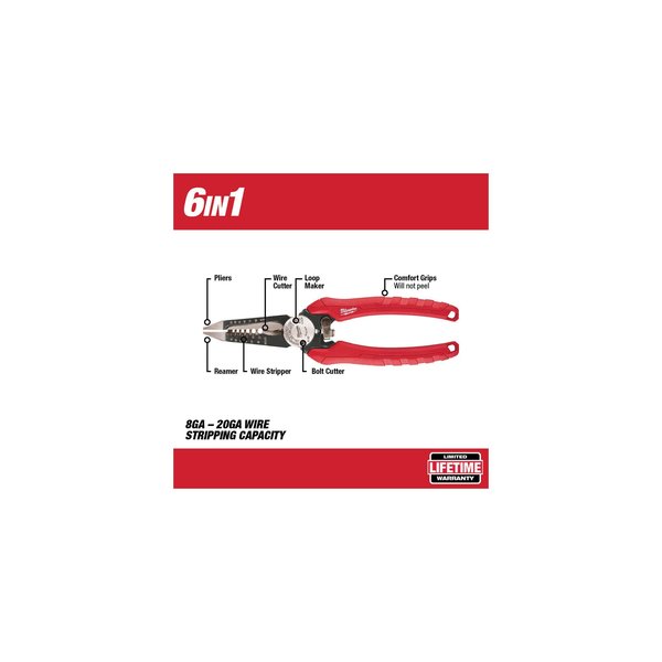 Wire Stripper, Overall Length 7 3/4 in, Capacity 20 to 10 AWG, Alloy Steel
