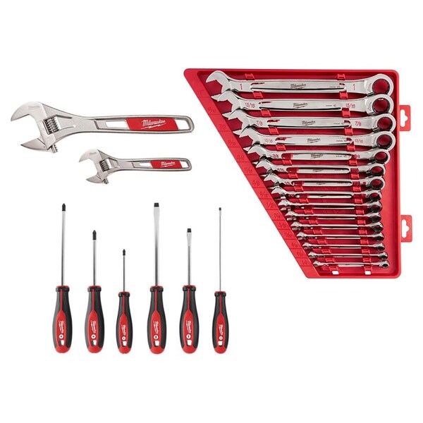 Wrench Set 6â & 10â, 15 PC Ratcheting Wrench Set SAE, 6 PC Screwdriver