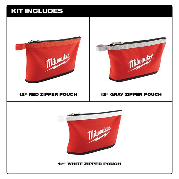 3 Pk Zipper Pouches