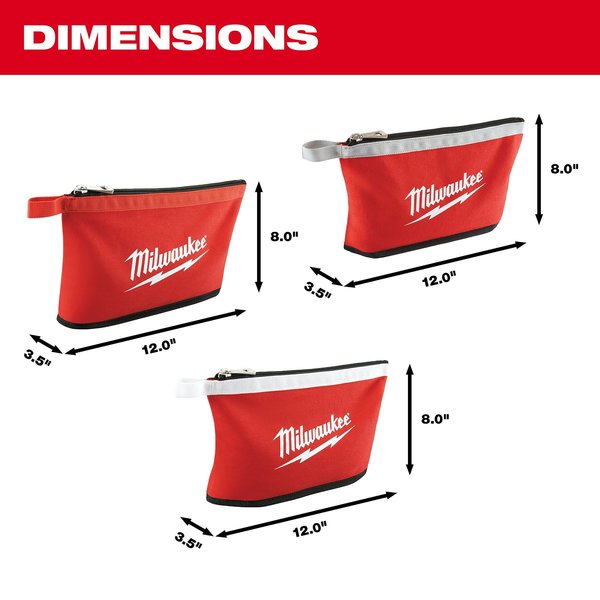 3 Pk Zipper Pouches