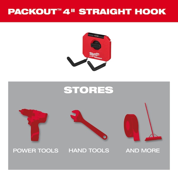 4 in. Straight Hook for PACKOUT Wall-Mounted Storage