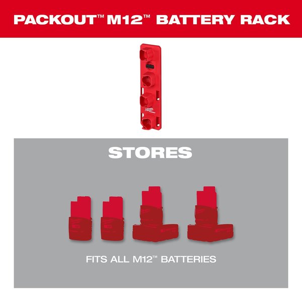 M12 Battery Rack for PACKOUT Wall-Mounted Storage