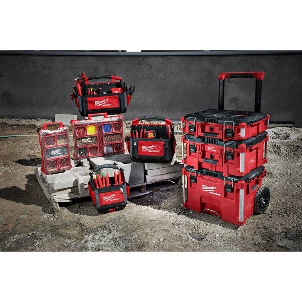 PACKOUT Tool Case, 5 Compartments, 9-7/8 in W x 15-1/4 in D x 4-5/8 in H, Red