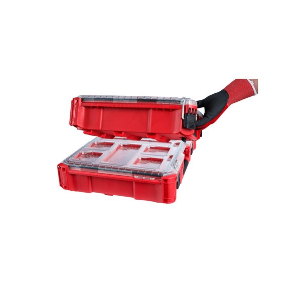 PACKOUT Tool Case, 10 Compartments, 19-3/4 in W x 15-1/2 in D x 4-5/8 in H, Red