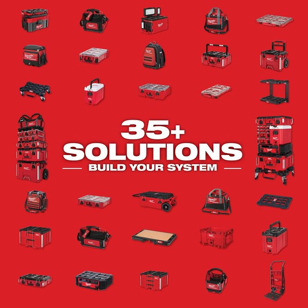 PACKOUT Tool Case, 10 Compartments, 16-3/8 in W x 16-1/4 in D x 2-1/2 in H, Red