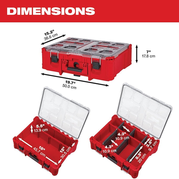 Deep Compartment Box with 2 compartments, Plastic, 7.0 in H x 19.7 in W