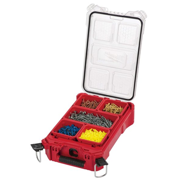 PACKOUT Tool Case, 5 Compartments, 9-7/8 in W x 15-1/4 in D x 4-5/8 in H, Red
