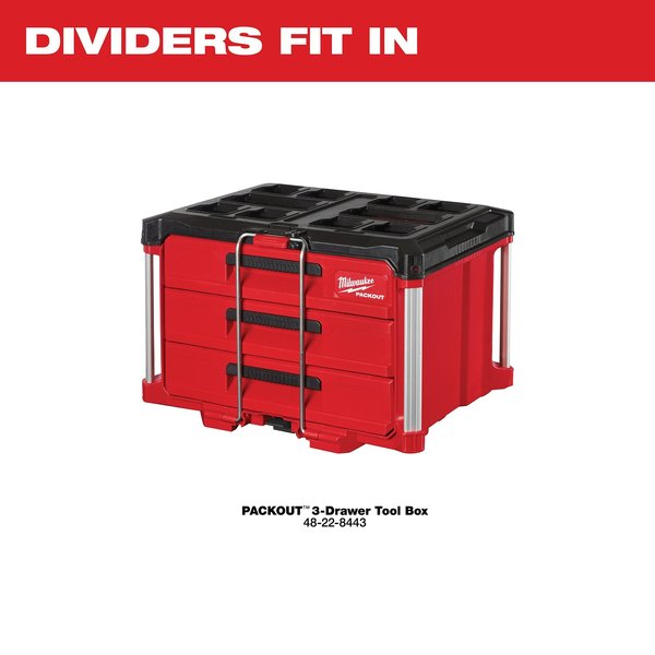 Drawer Divider, Plastic, Black, 12 1/2 in L x 16 5/16 in W x 3 in H